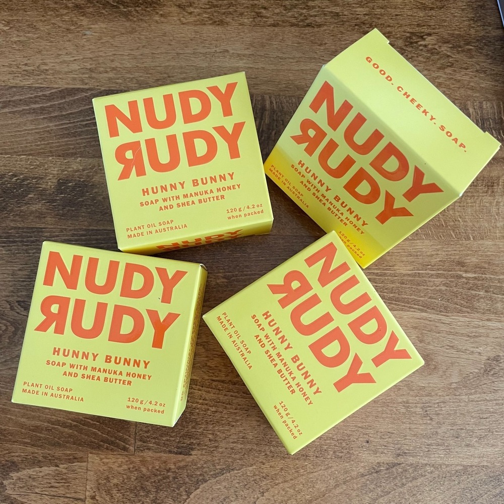 Nudy Rudy Hunny Bunny Soap w/ Manuka Honey Shea Butter Australia 4.2oz Lot of 4